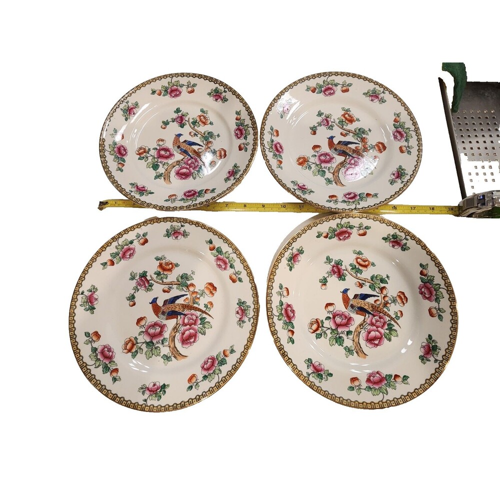 Set of 4 . Winkle & Co England Pheasant Bird Flowering Tree Branch 9" Plate